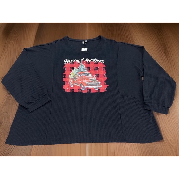 Cato Classic Red Truck Christmas Spirit Theme Waffle Knit Top ~ Sz 26/28 ~ NWT - Picture 3 of 8